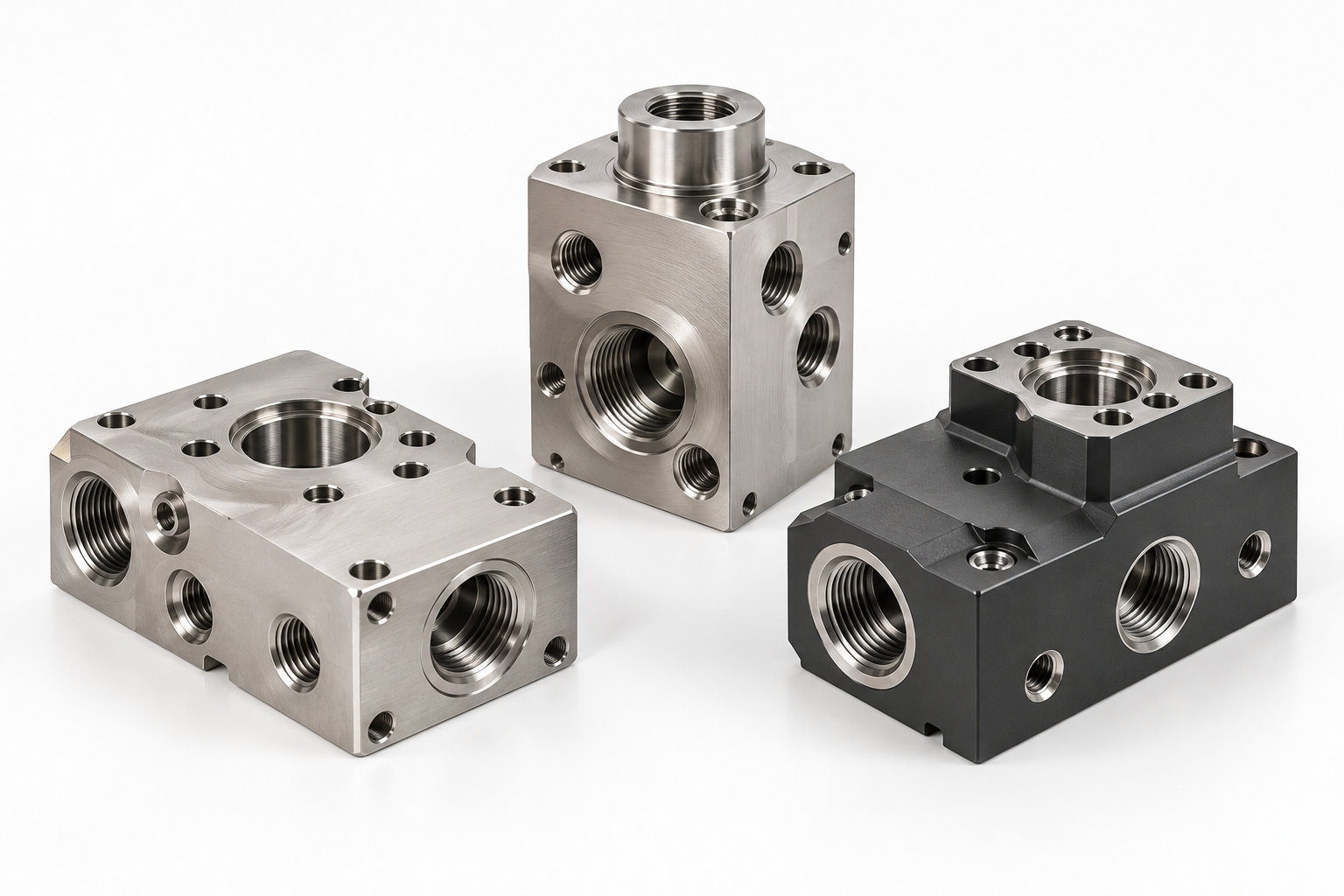 Akış kontrol uygulamaları için CNC işlemeli valf gövdeleri ve manifold örnekleri